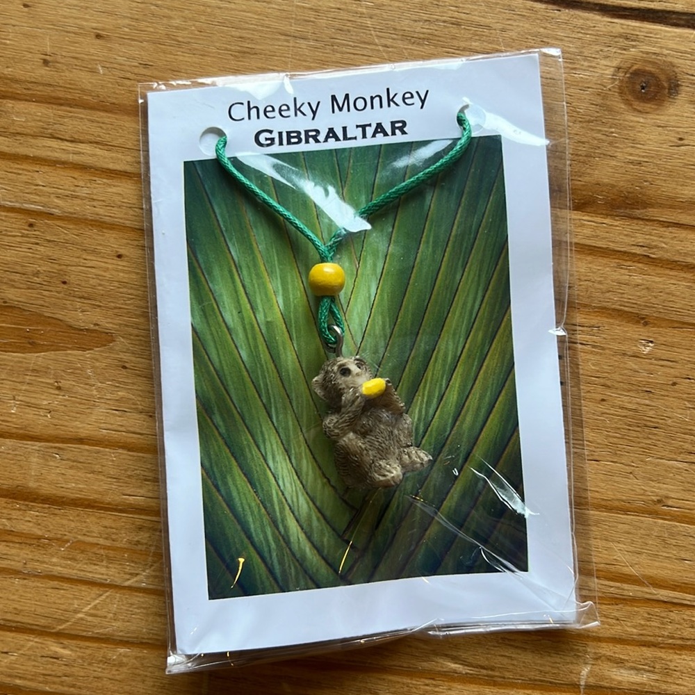 Cheeky Monkey Necklace, from the Rock of Gibraltar Handmade more brown than gray